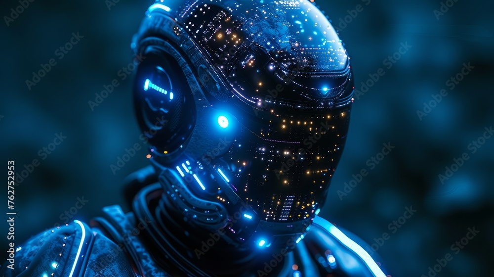 A futuristic illustration of a robot or artificial intelligence. The concept of modern technology A futuristic illustration of a robot or artificial intelligence. The concept of modern technology
