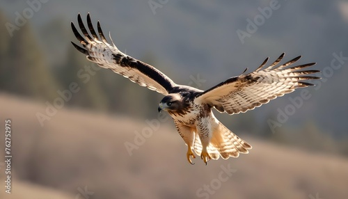 A Hawk With Its Wings Spread Wide In Flight Upscaled