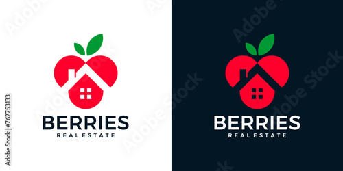 Berries logo design template with house building graphic design vector. icon, symbol, creative.