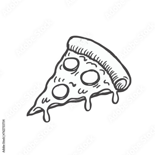 a drawing of a slice of pizza with cheese and sauce. photo