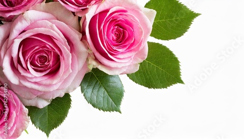 pink rose flowers in a corner floral arrangement isolated on white or transparent background