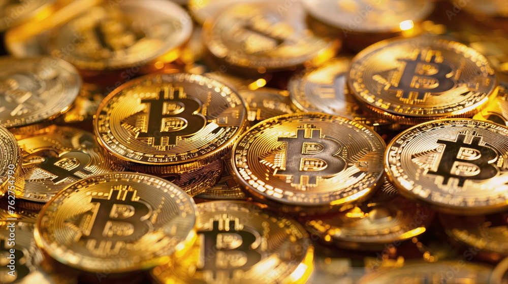 Bitcoin as shiny valuable golden coin Bitcoin as shiny valuable golden coin