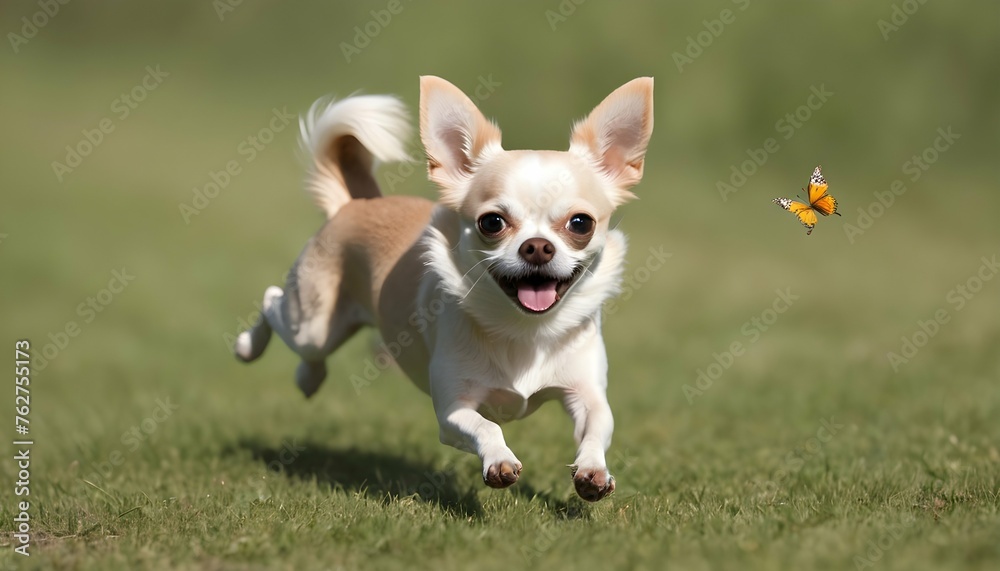 A Chihuahua Chasing After A Butterfly Upscaled 3