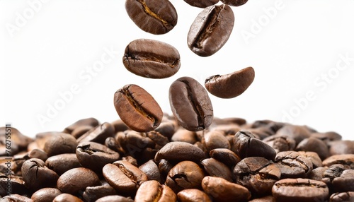 falling coffee beans isolated
