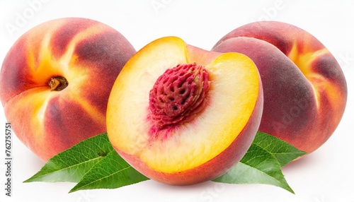 peach fruit isolated on white or transparent background one whole peach fruit