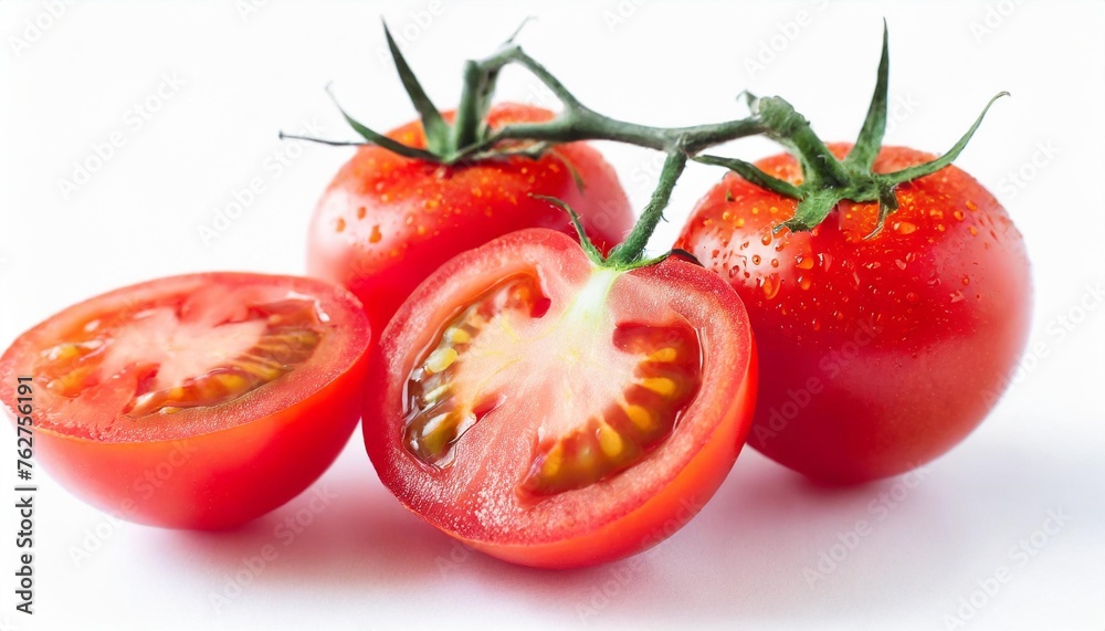 tomatoes isolated two whole and half piece of cherry tomato tomatoes isolated two whole and half piece of cherry tomato