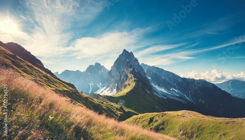 pastel mountain and sky landscape poster