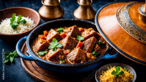 Tagine is a meat and vegetable dish popular in the Maghreb countries