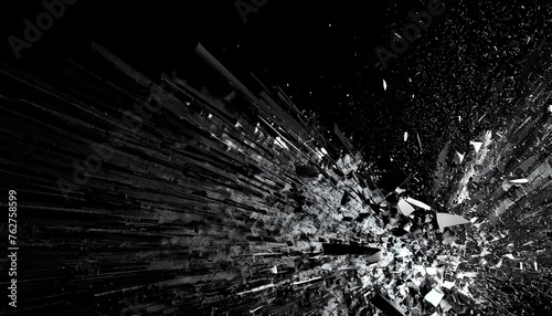 graphic resources abstract and futuristic black background with copy space broken and explode black material particles and fragments