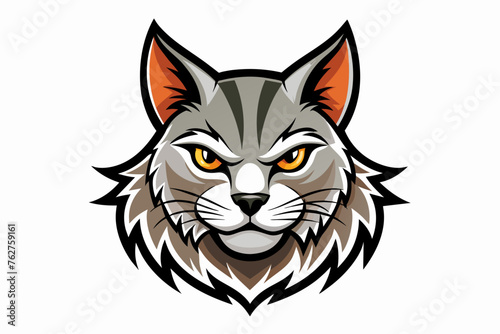 Logo with cat image brown color realistic vector art illustration © Mohammad