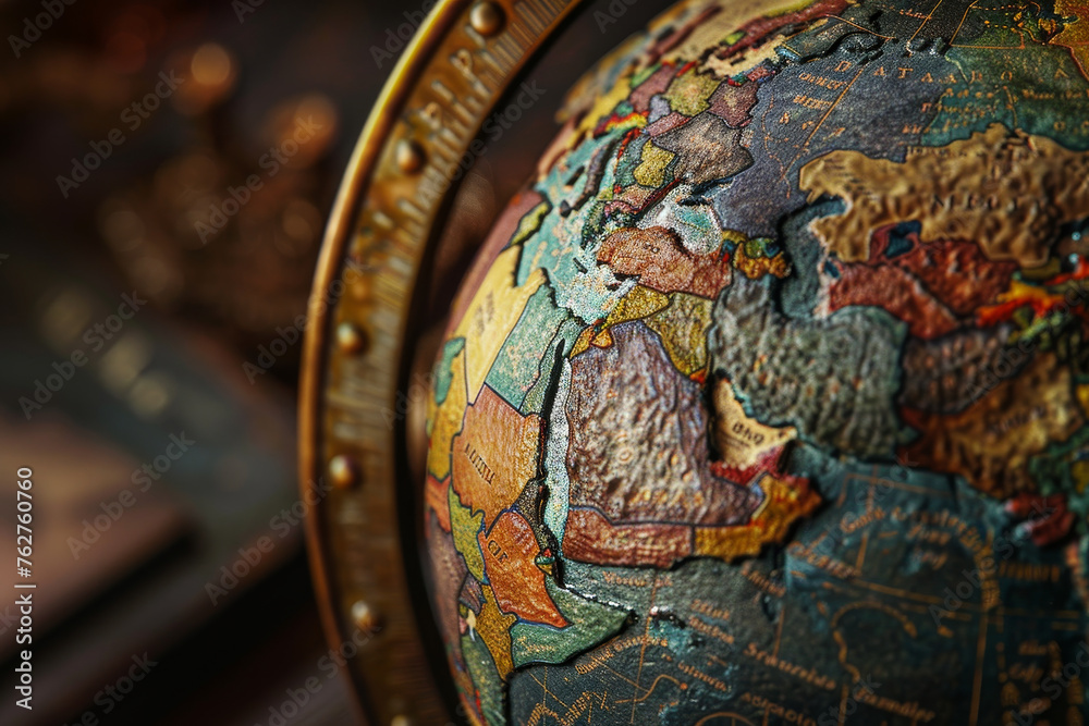 An abstract background featuring a close-up of a globe, its intricate details symbolizing global education and cultural diversity