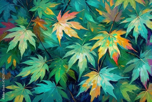 Natural Leaves and Vibrant Colors: Decorative Art