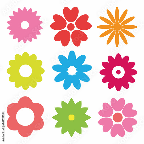Set of colorful flowers. Vector illustration