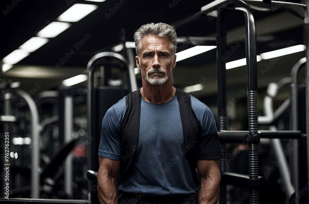 Mature adult male gym trainer. Concept sport Mature adult male gym trainer. Concept sport
