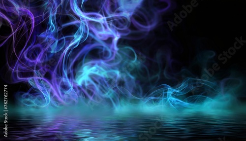 smoke blue magic ground light cloud floor dark effect black background halloween night blue abstract magic mystery smoke aura fog overlay steam water spooky neon liner purple wave smoky