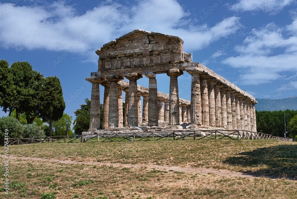The Temple of Athena, is an ancient Greek temple in Paestum, Italy. It is one of the three temples that stand in the archaeological park of Paestum, which was once the ancient Greek city of Poseidonia