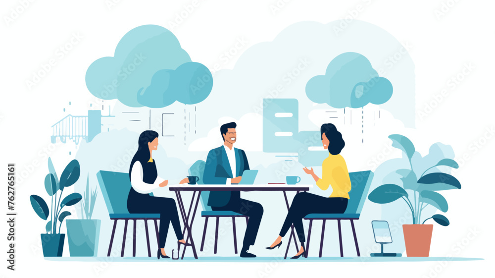 Business Meeting Illustration with Speech Bubble fl