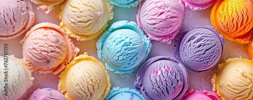 Colorful Assortment of Ice Creams Close Up