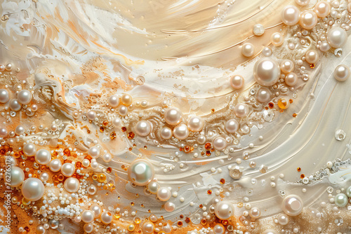 An abstract background featuring a sea of pearls, their lustrous sheen creating a sense of timeless luxury