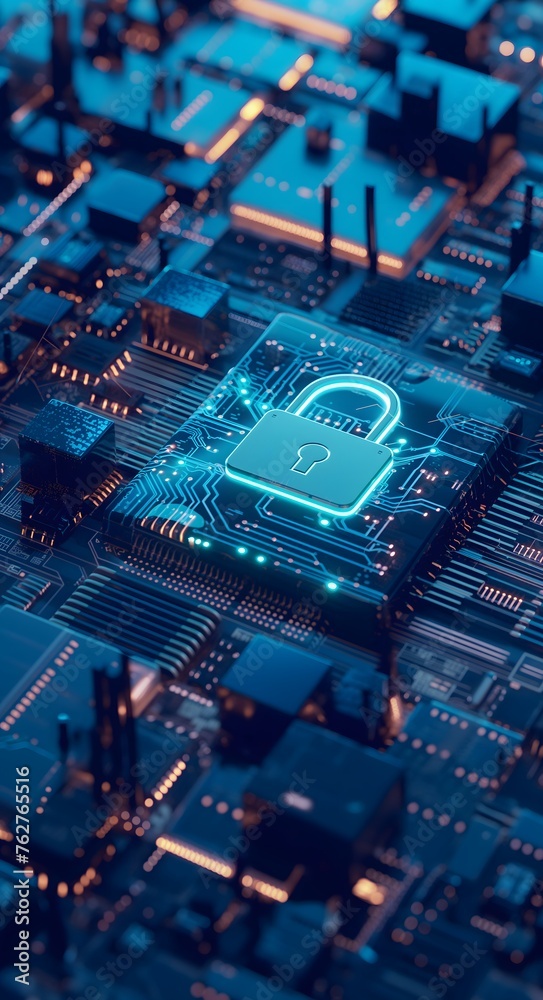 Datensicherheit Mikrochips, Sicherheit im Netzwerk, GPU in Form eines Schloss für Sicherheit
