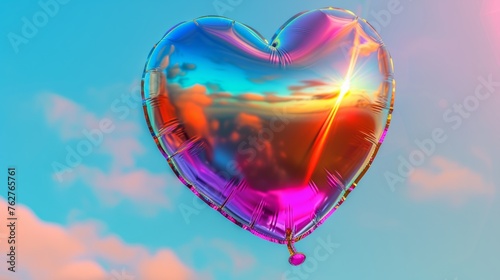 Heart Shaped Balloon Floating in the Air photo