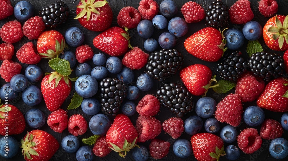 Fototapeta premium Assorted Berries Arranged in a Pattern