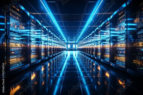 High-Tech Server Room Corridor