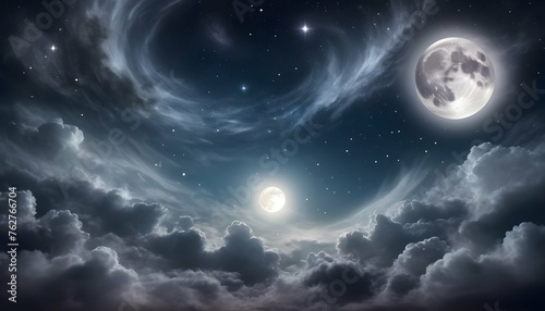 Ethereal Celestial Night Sky With A Full Moon St Upscaled 2