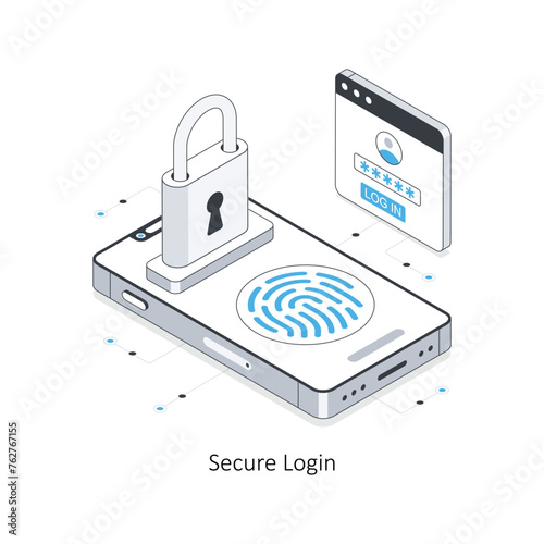 Secure Login isometric stock illustration. EPS File stock illustration.