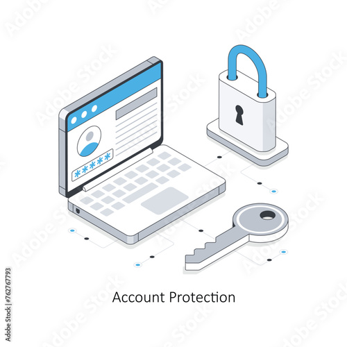 Account Protection isometric stock illustration. EPS File stock illustration.