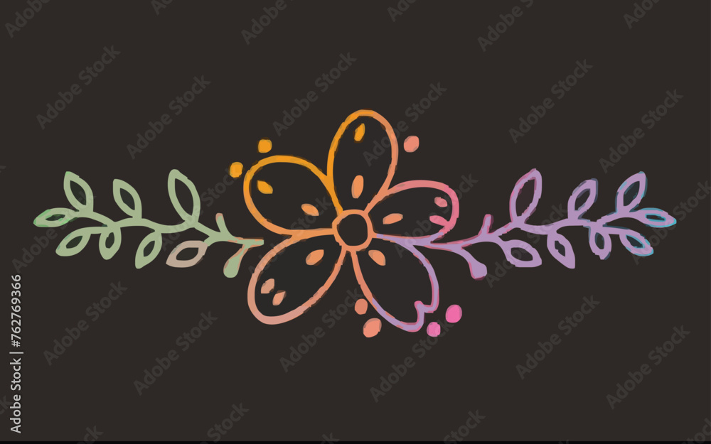 a flower design that is on a black background.