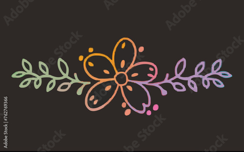 a flower design that is on a black background.