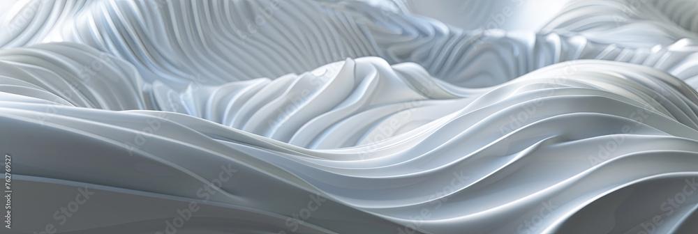Obraz premium white abstract landscape with wave lines, generative AI