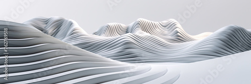 white abstract landscape with wave lines, generative AI