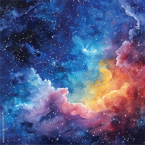 galaxy painting watercolour vector illustration for background