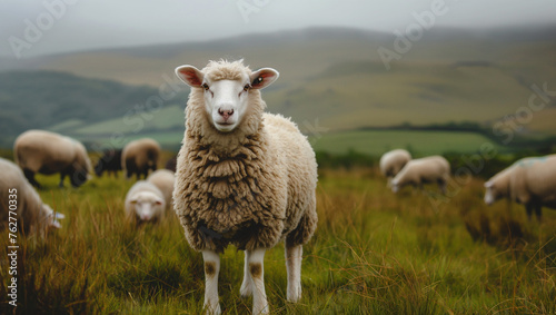 British countryside with sheep	 photo