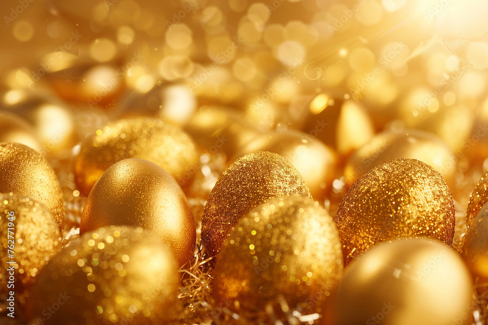 golden Easter eggs on a background golden Easter eggs on a background