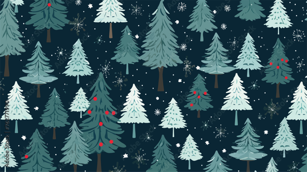 Christmas and New Year seamless vector pattern flat
