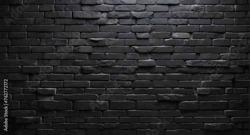Stunning Depth and Texture  Black Brick Wall Against a Dark Background