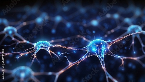 Close up active nerve cells. Human brain stimulation or activity with neurons, level of mind, intellectual achievements, possibility of people's intelligence, development of mental abilities concept, 