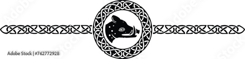 Ornate Celtic Pattern Circle Header with Boar Head