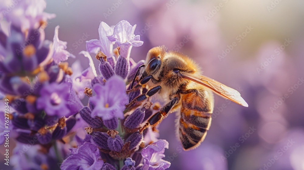A bumblebee or bee pollinates a flower in spring or summer A bumblebee or bee pollinates a flower in spring or summer