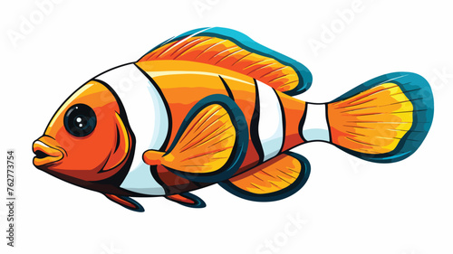 Clown reef fish engraving hand drawn vector illustr