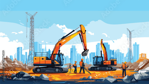 Construction site illustration vector flat vector i © iclute