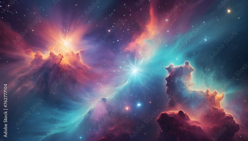A Cosmic Inspired Artwork Featuring Vibrant Nebula Upscaled 3
