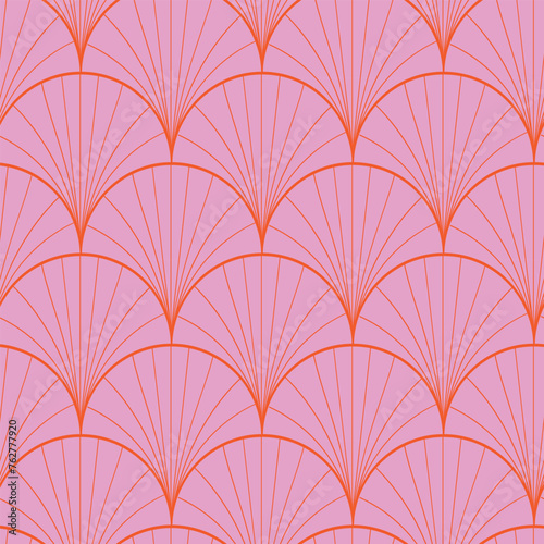 Retro Geometric Shells seamless pattern in pink and orange. For wrapping paper  home d  cor  wallpaper and textile