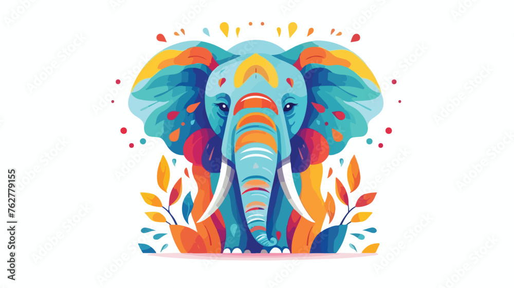 Cute hand drawn poster with abstract elephant vecto