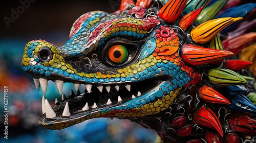 Detail of Dragon Alebrije in Oaxaca, Mexico.
