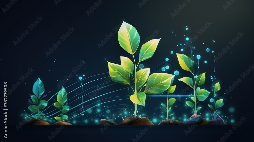 Digital evolution or seedling growth in futuristic polygonal style. The concept of business and income growth and startup transformation. Vector illustration.


 - obrazy, fototapety, plakaty 