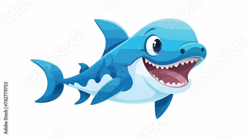 Cute little hammerhead shark cartoon jumping flat v
